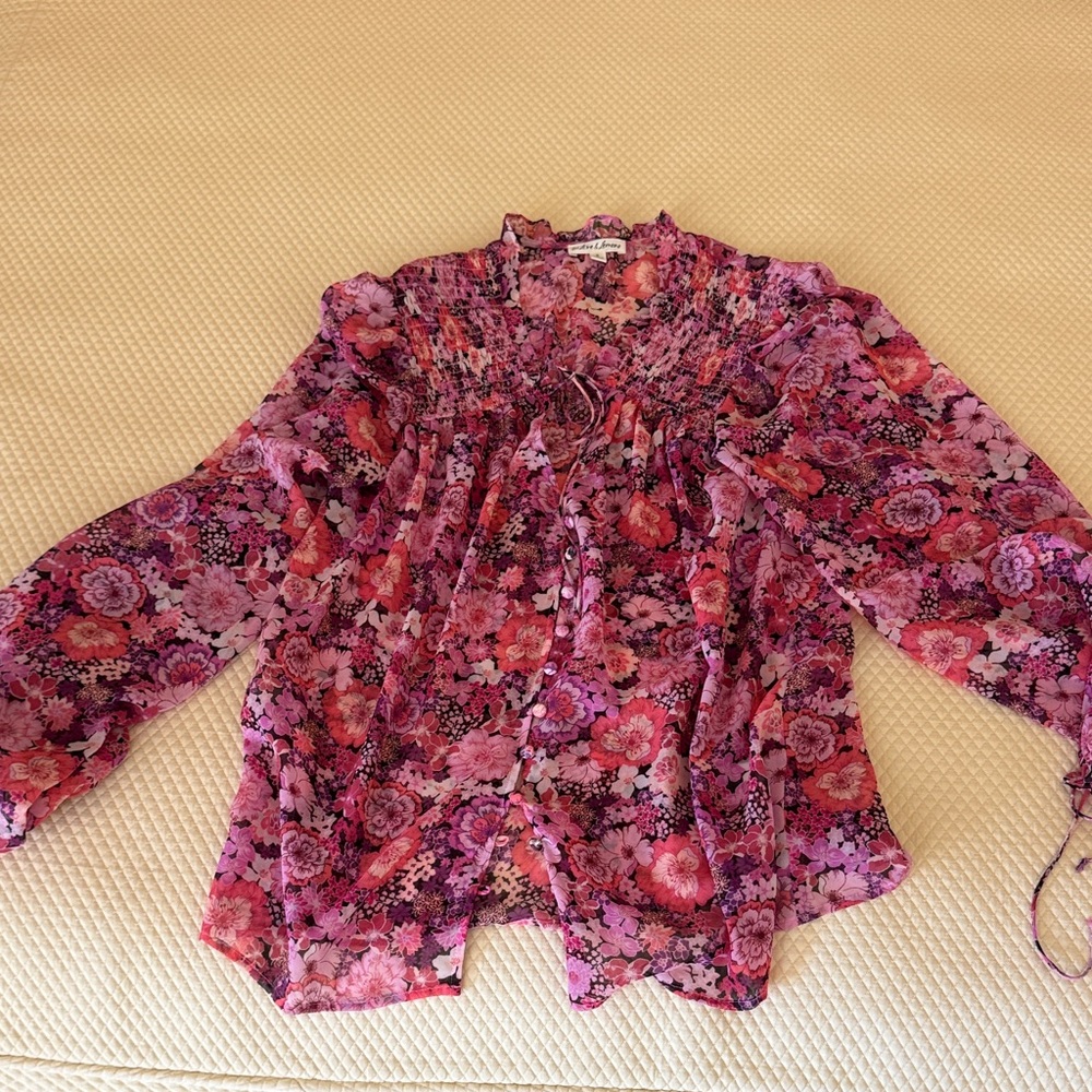 For Love And Lemons Floral Pink and Purple Blouse